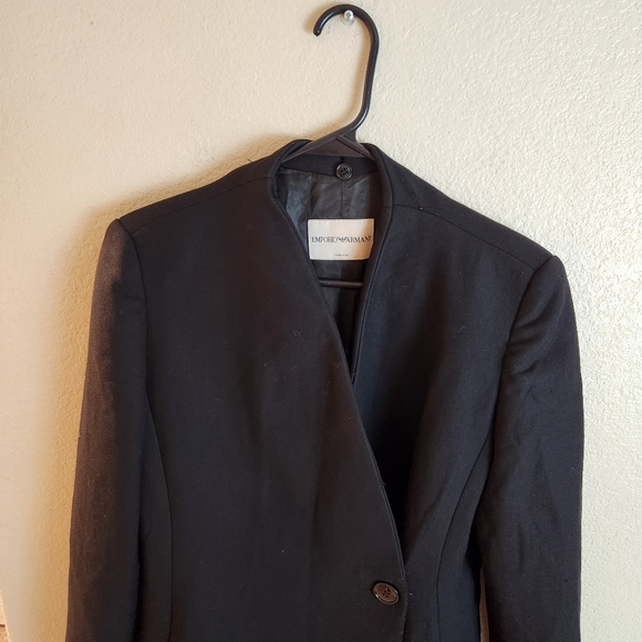 Vintage Emporio Armani Black 100% Wool Long Coat Made in Italy - Picture 9 of 12